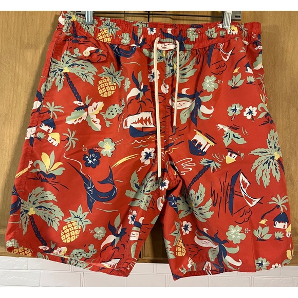 Polo Ralph Lauren Other - Polo Ralph Lauren Swim Trunks Men's XL Red Tropical Island Print Shorts
